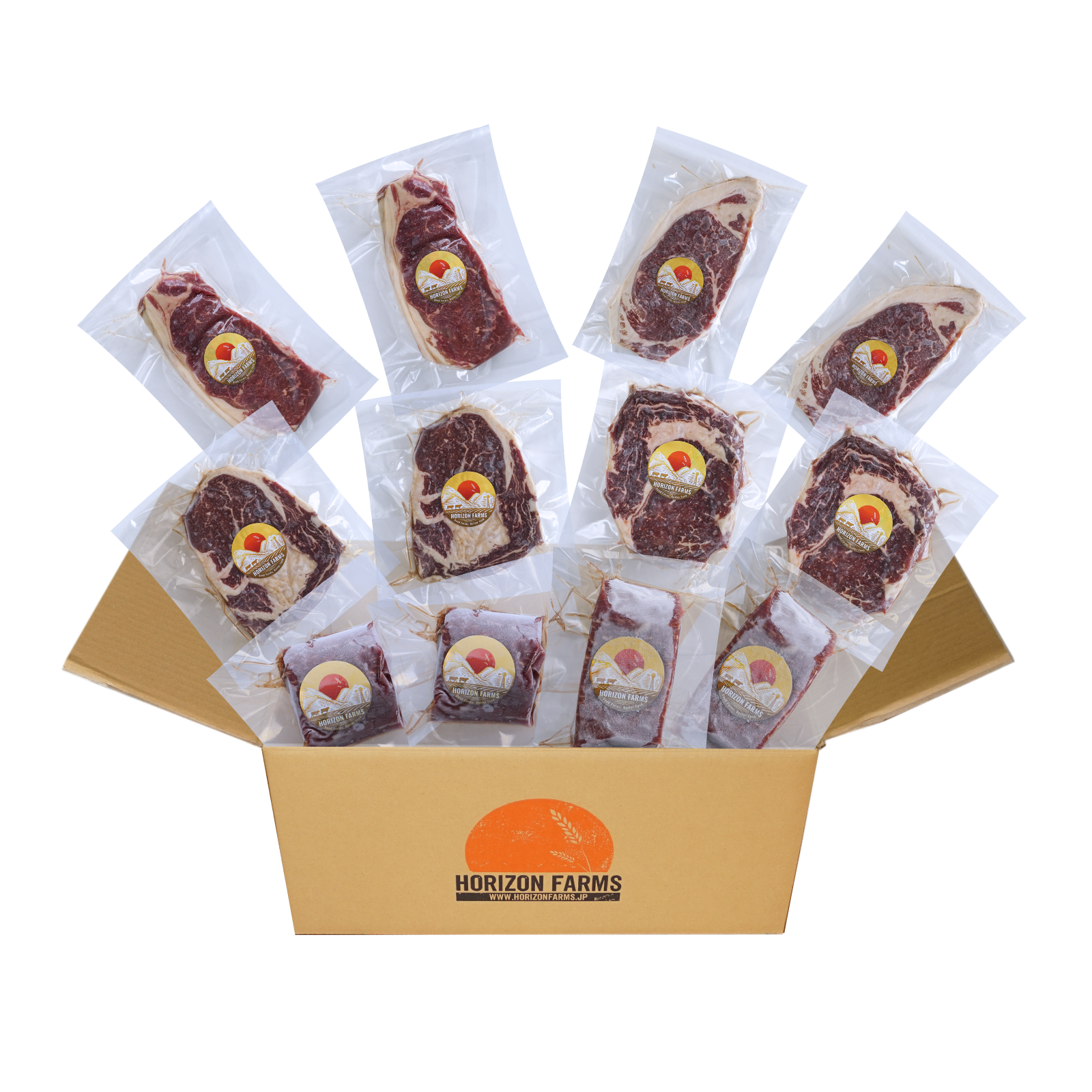 Variety Mix Set of Grass-Fed Beef & Grain-Fed Beef Steaks (6 Types, 12 Steaks, 3kg) - Horizon Farms