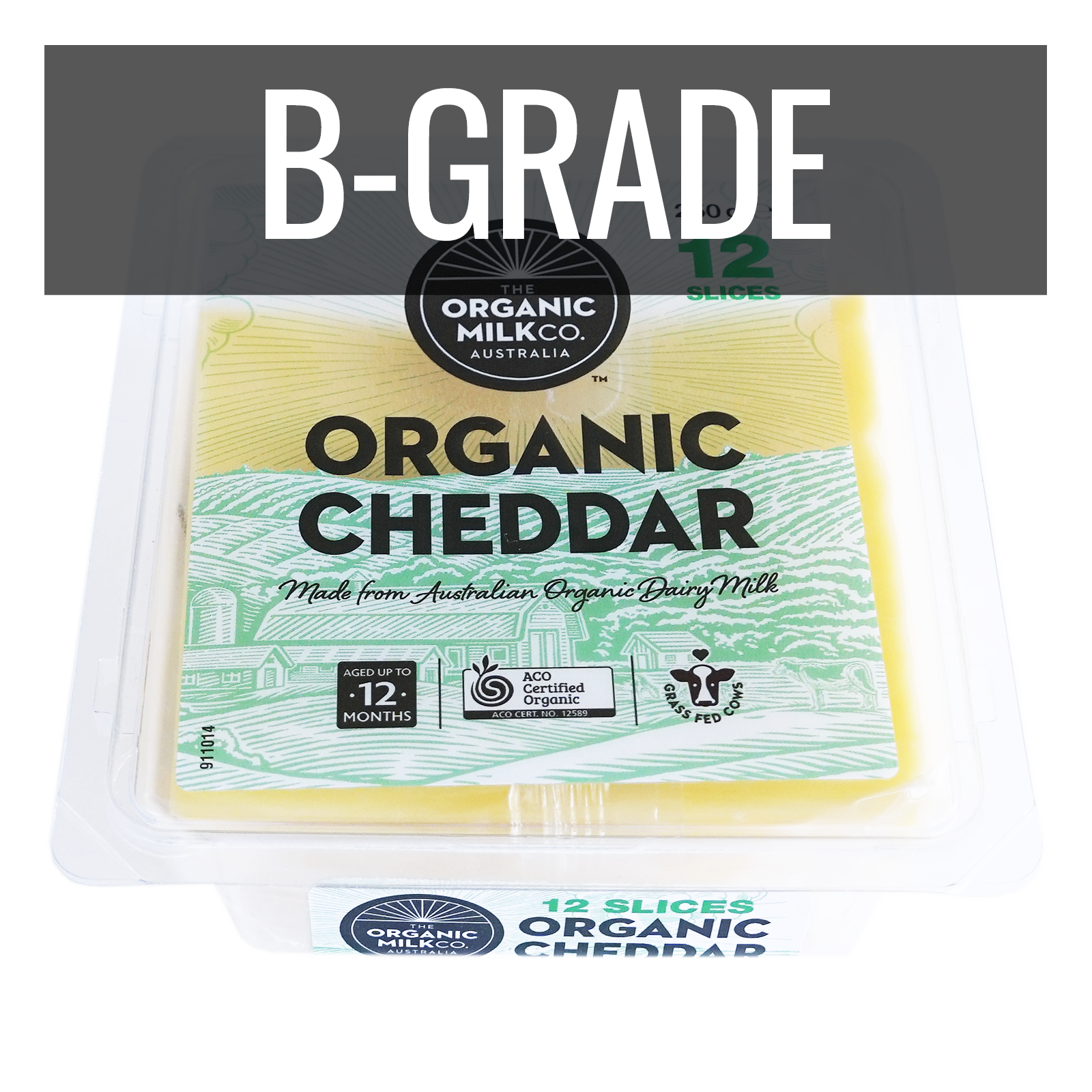 Certified Organic Grass-Fed Cheddar Cheese Slices B-Grade (250g) Best By: October 11th, 2026