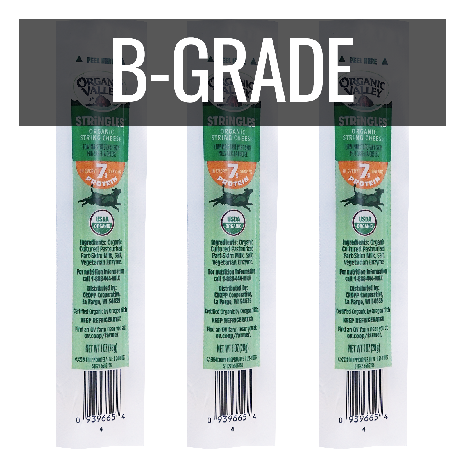 Certified Organic String Cheese from the USA B-Grade (3pc) Best By: August 31st, 2025 - Horizon Farms
