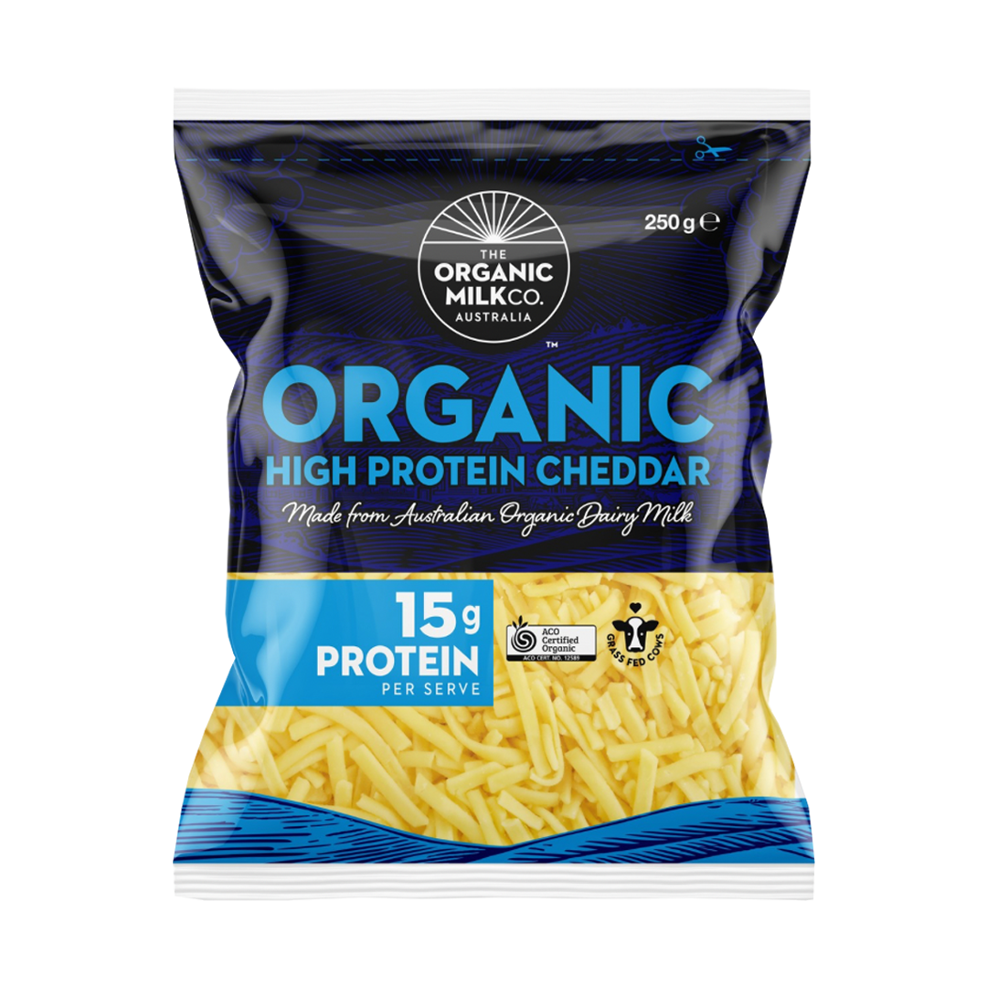 High-Protein Organic Grass-Fed Shredded Cheddar Cheese (250g) - Horizon Farms