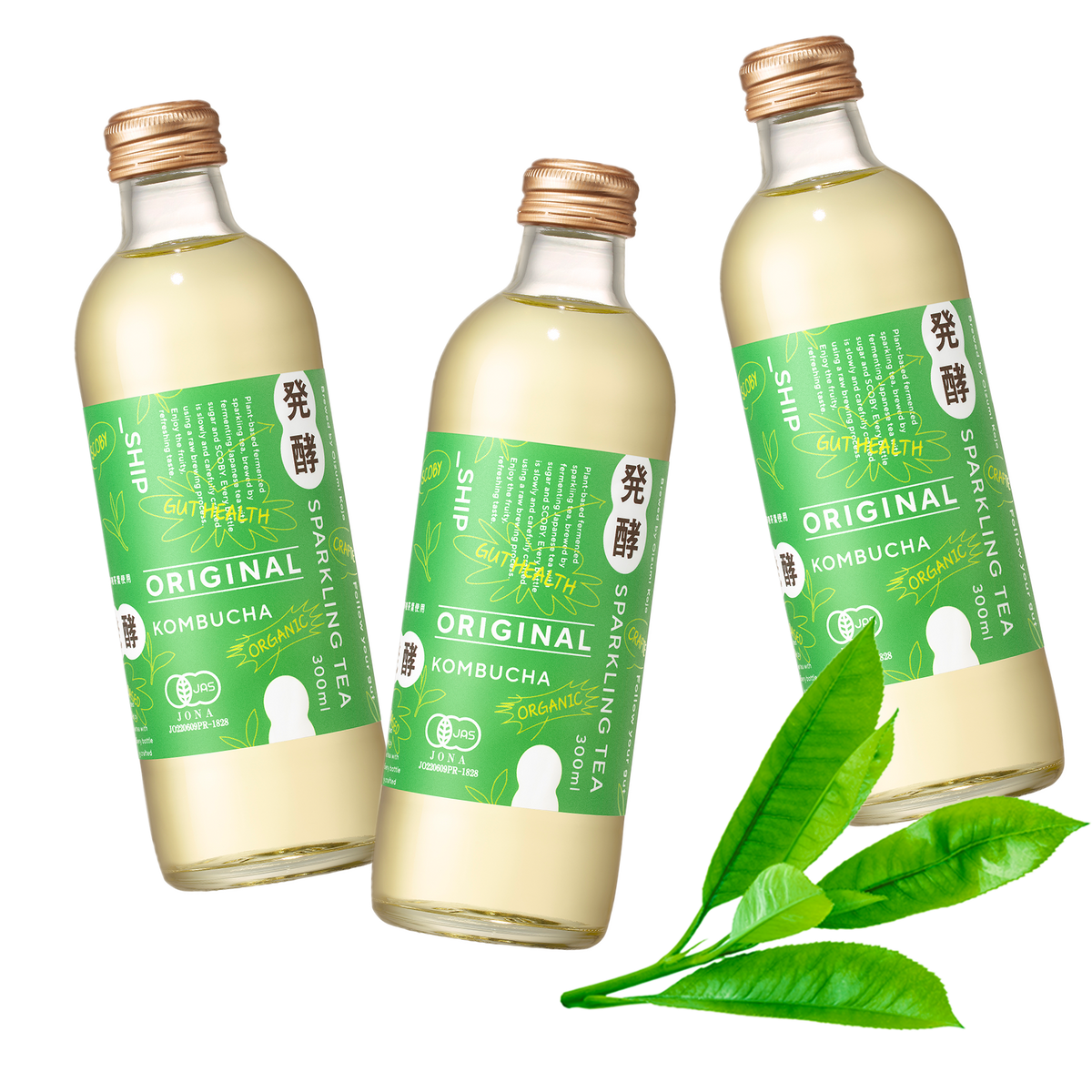 Certified Organic Unpasteurized Kombucha from Japan - Original, Yuzu & Shiso (300ml x 3)
