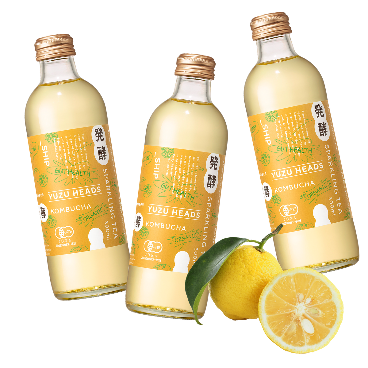 Certified Organic Unpasteurized Kombucha from Japan - Original, Yuzu & Shiso (300ml x 3)