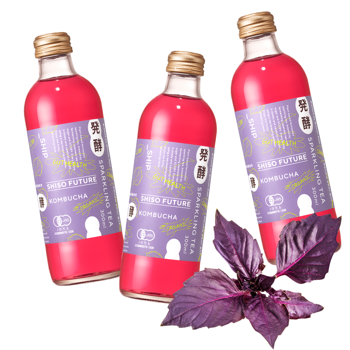 Certified Organic Unpasteurized Kombucha from Japan - Original, Yuzu & Shiso (300ml x 3)