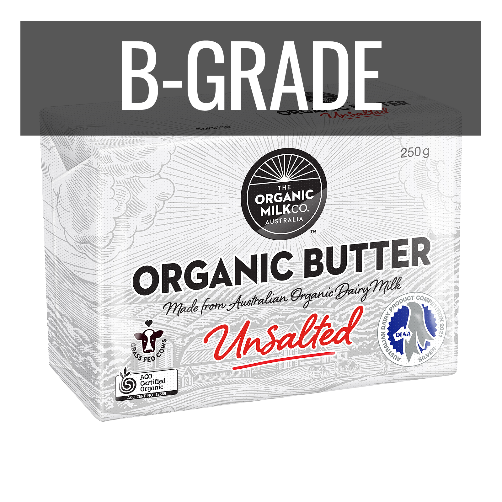 Certified Organic Grass-Fed Unsalted Butter B-Grade (250g) Best By: July 13th, 2025 - Horizon Farms