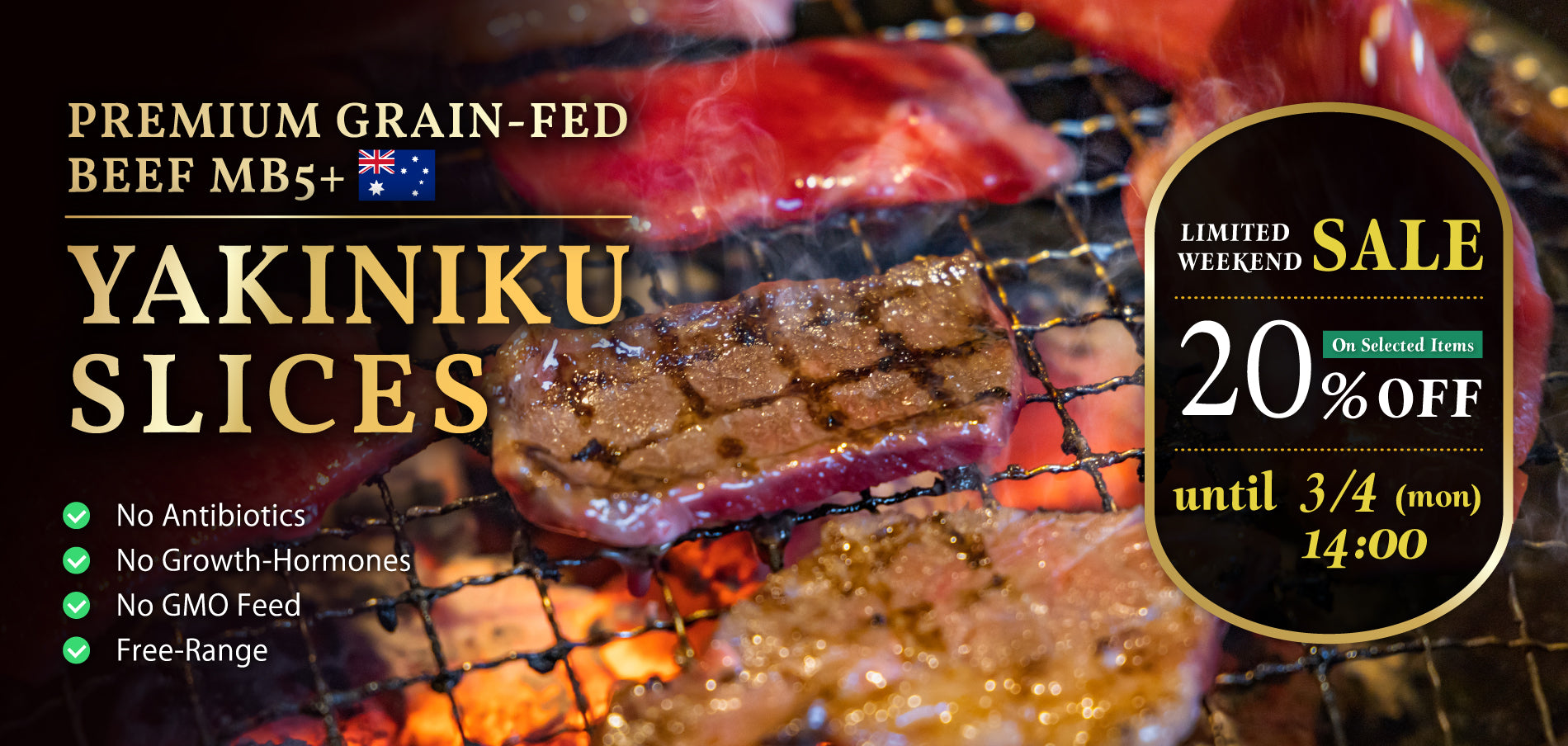 Premium Grain-Fed Beef Yakiniku Slices