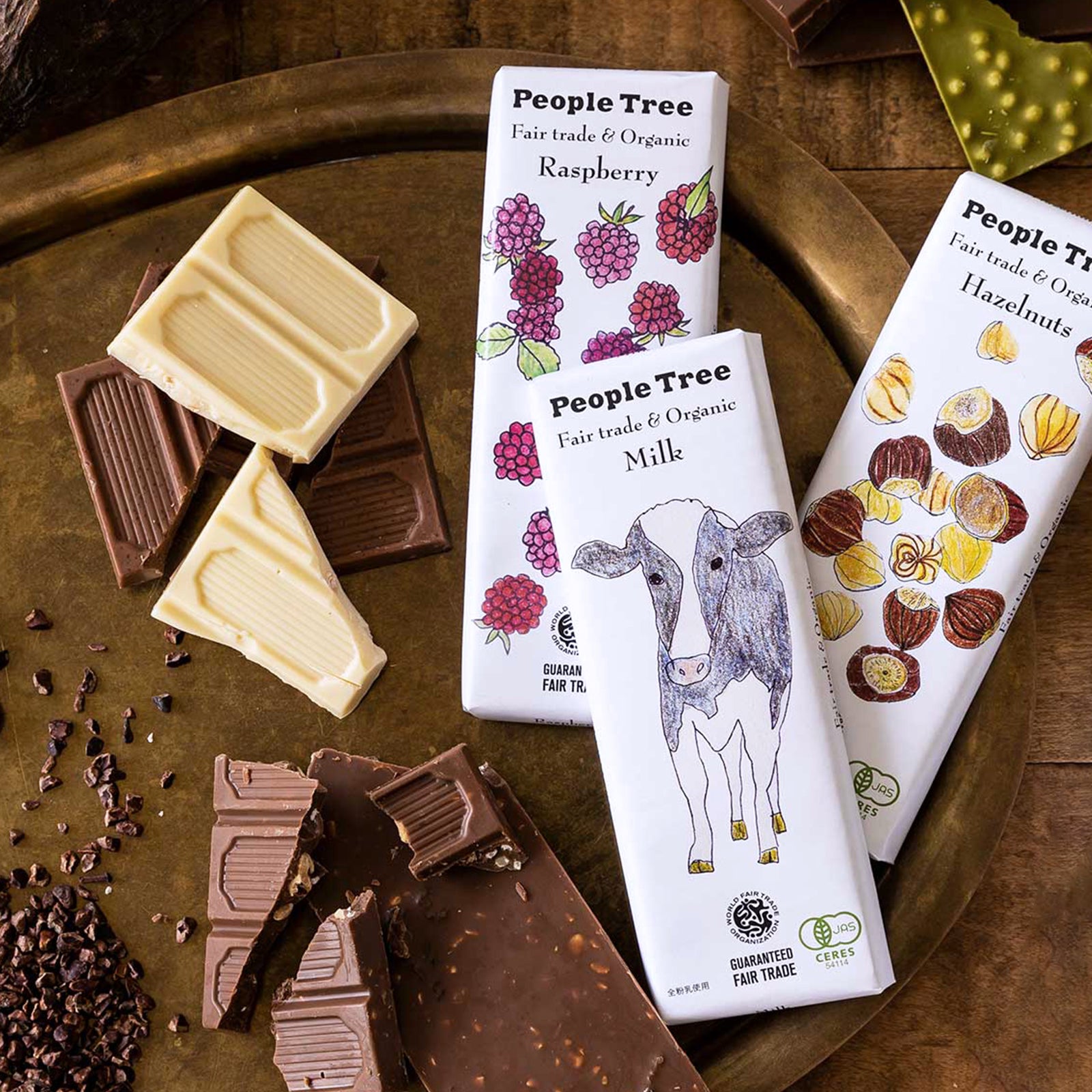 Certified Organic Fair-Trade People Tree Milk Chocolate & Hazelnuts from Switzerland (50g) - Horizon Farms