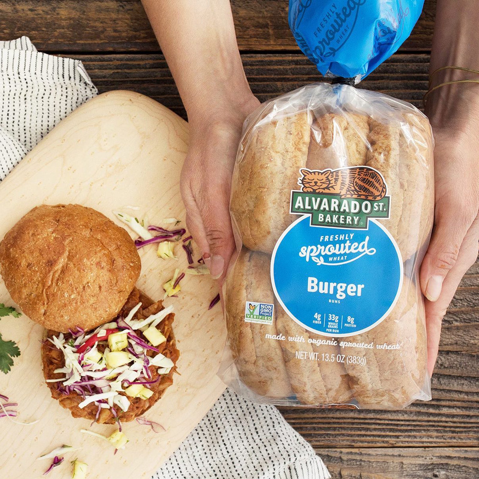 Certified Organic Sprouted Wheat Hamburger Buns from California (6pc) - Horizon Farms