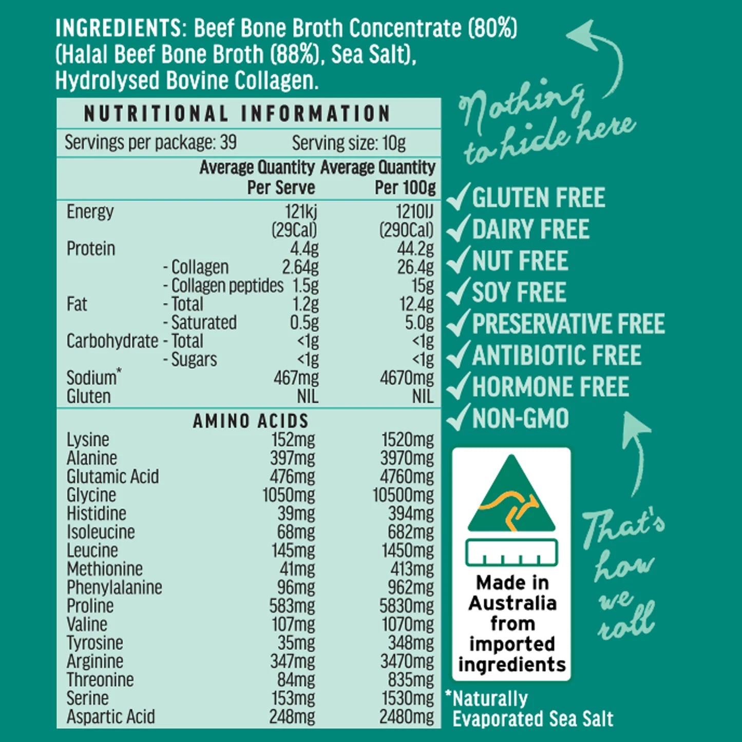 All-Natural Grass-Fed Beef Bone Broth Concentrate with Collagen (390g/39 Servings) - Horizon Farms