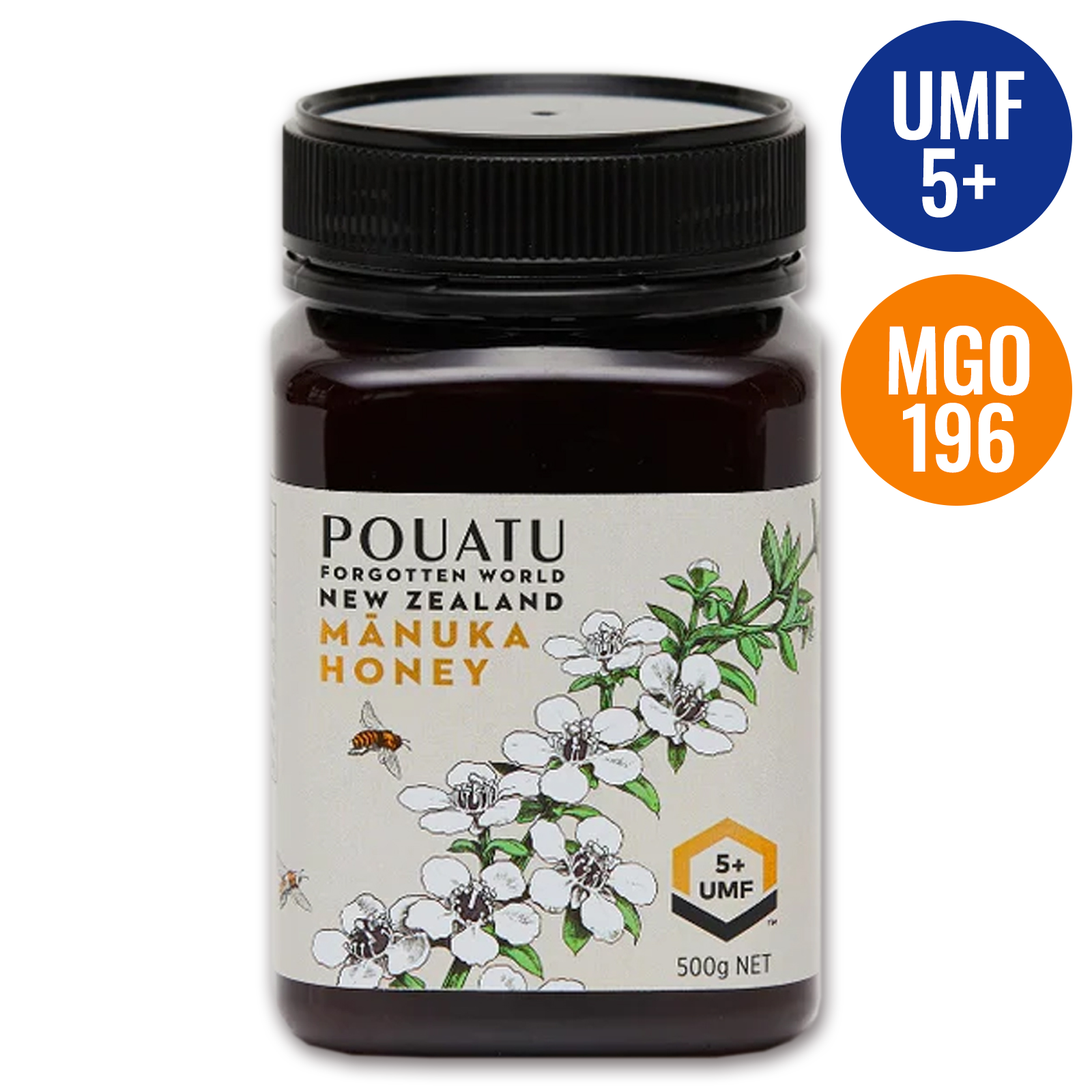 Premium All Natural Manuka Honey UMF5+ MGO196 from New Zealand (500g) - Horizon Farms