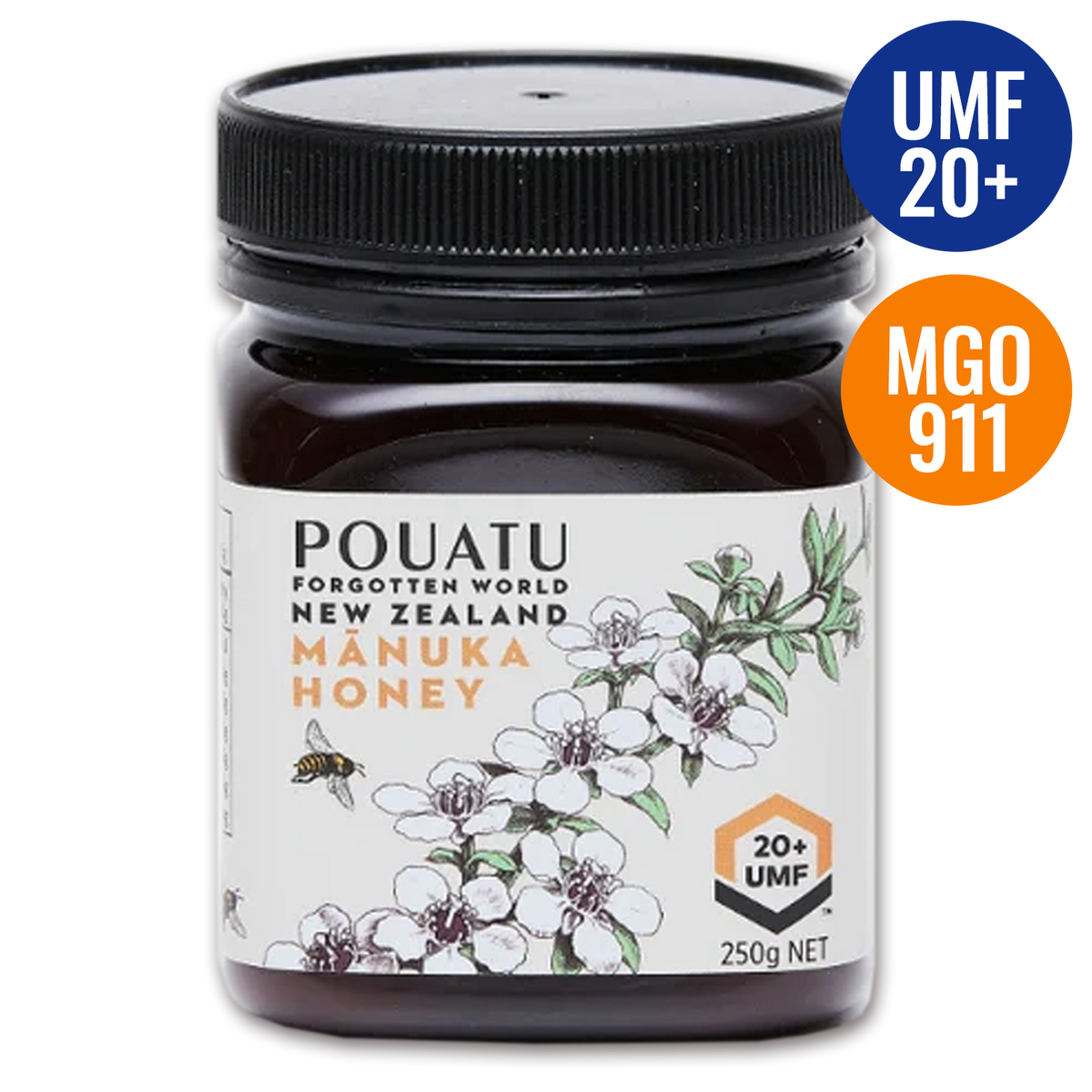 Premium All Natural Manuka Honey UMF20+ MGO911 from New Zealand (250g) - Horizon Farms