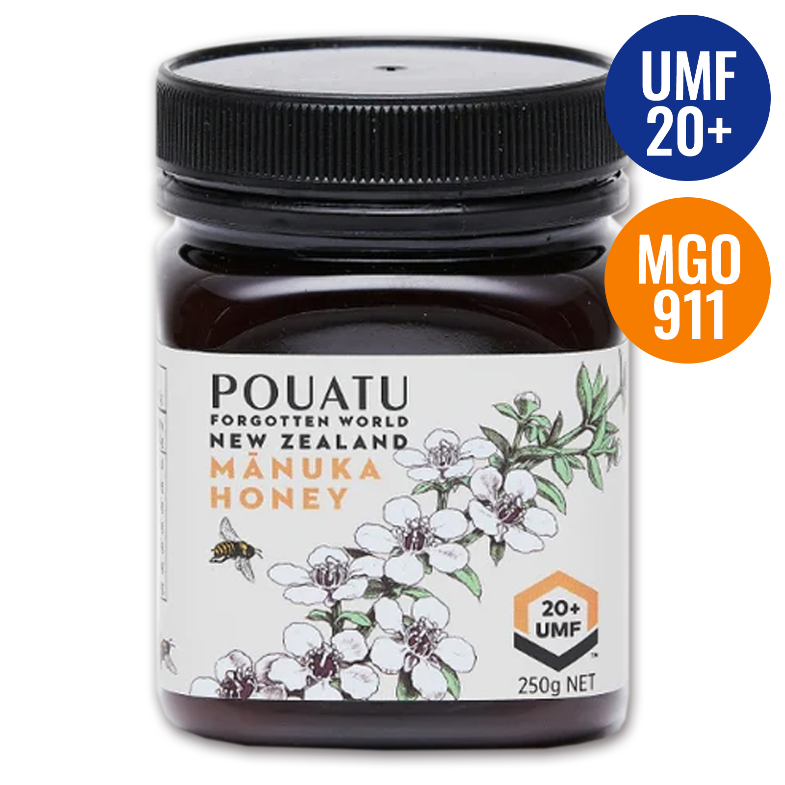 Premium All Natural Manuka Honey UMF20+ MGO911 from New Zealand (250g) - Horizon Farms