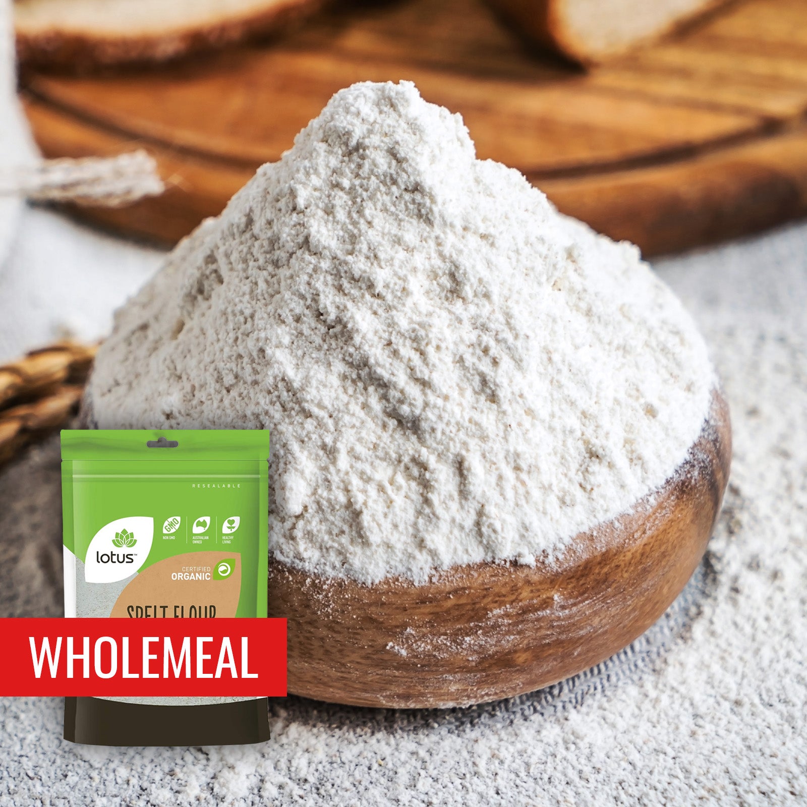 Certified Organic Wholemeal Spelt Flour from Australia (1kg)