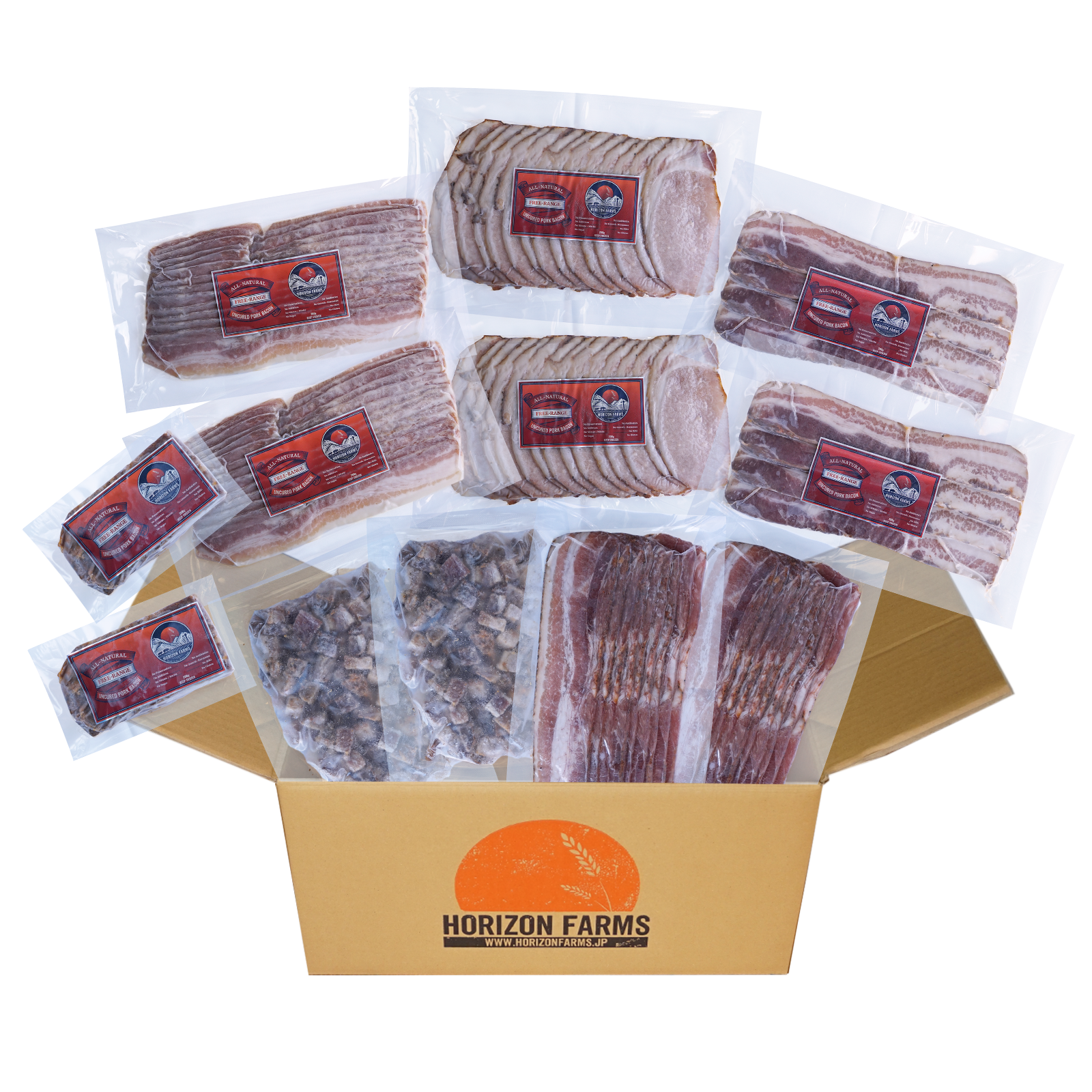 Curated Set of All-Natural Free-Range Bacon (6 Types, 12 Items, 2.4kg) - Horizon Farms