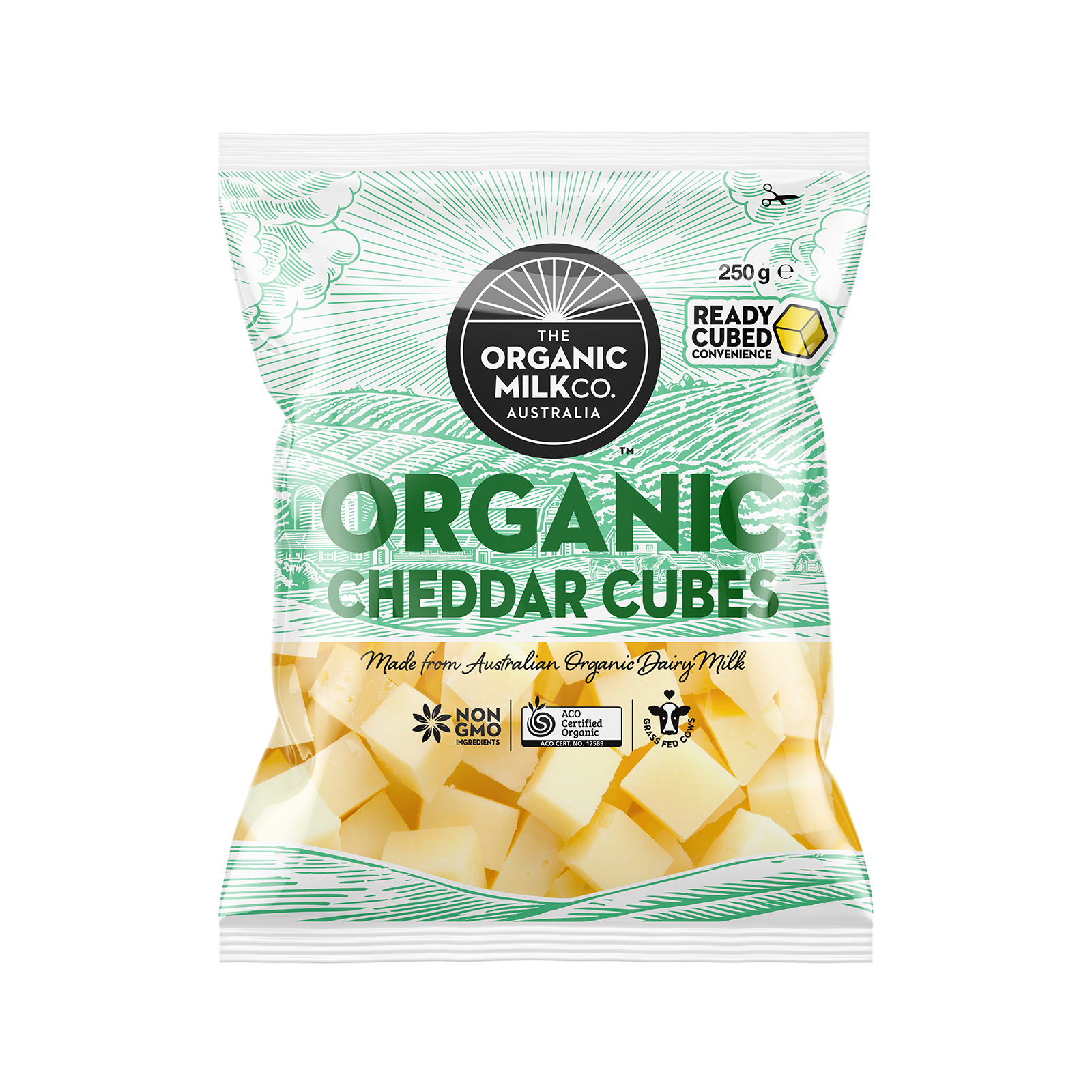 Certified Organic Grass-Fed Cheddar Cheese Cubes (250g) - Horizon Farms