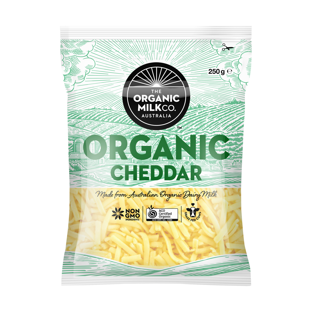 Certified Organic Grass-Fed Shredded Cheddar Cheese (250g) - Horizon Farms