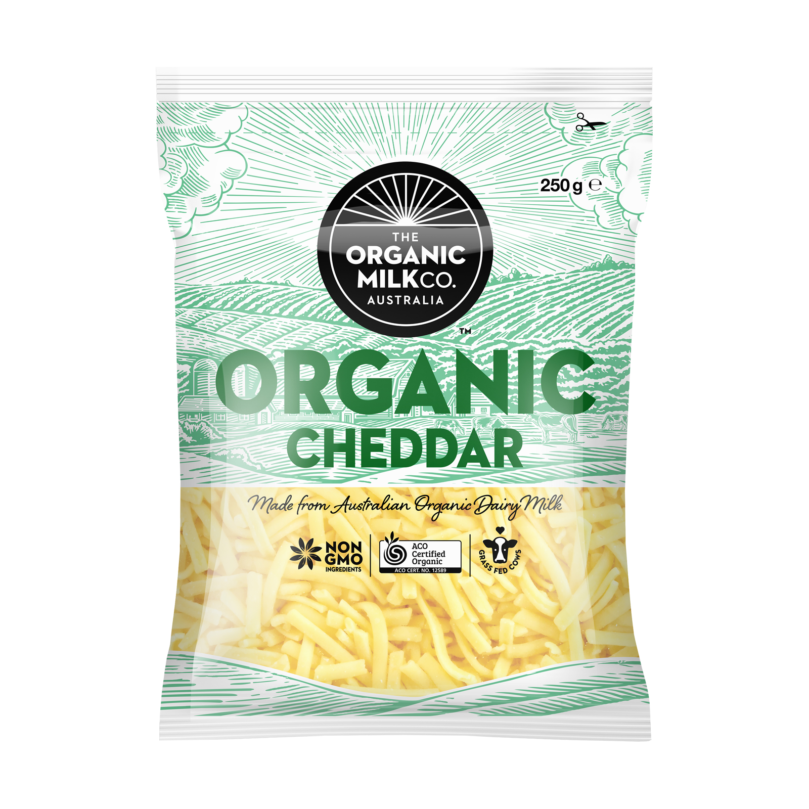 Certified Organic Grass-Fed Shredded Cheddar Cheese (250g) - Horizon Farms