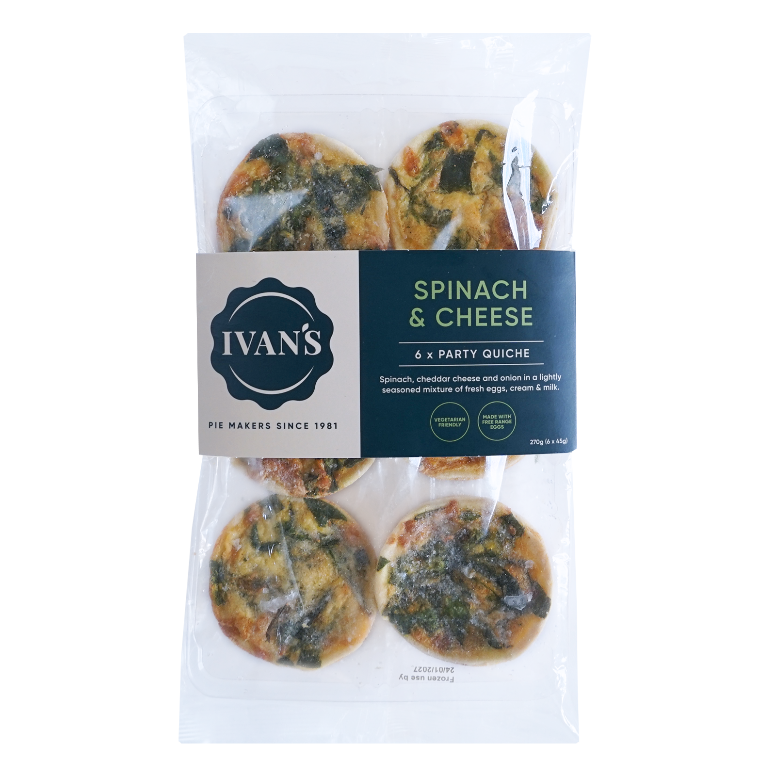 All-Natural Party-Size Spinach & Cheese Quiche from Australia (6pc)