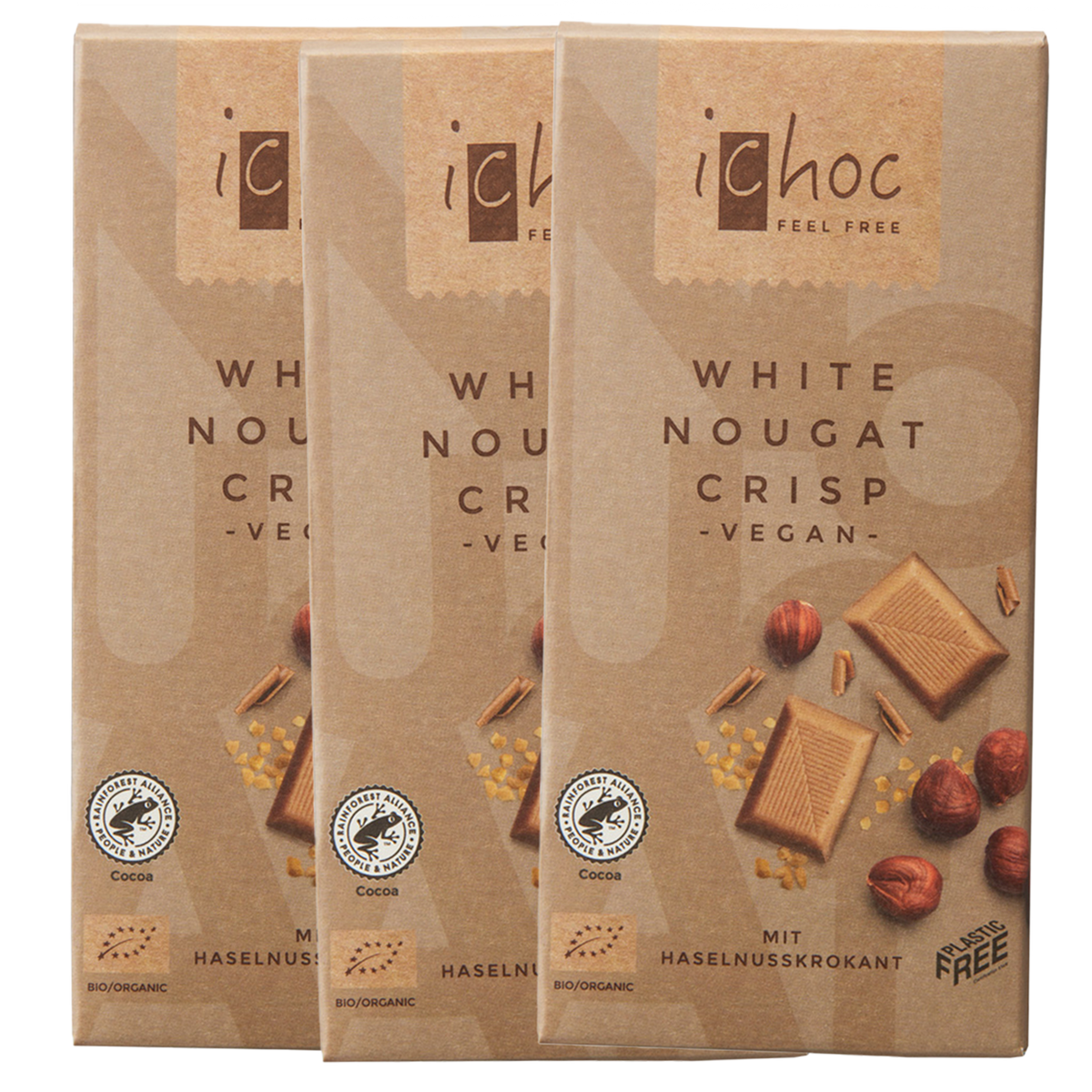 Certified Organic Dairy-Free Chocolate from Germany - White Nougat Crisp (3pc) - Horizon Farms