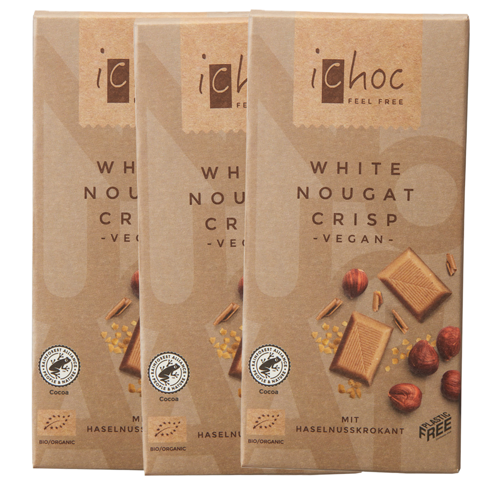 Certified Organic Dairy-Free Chocolate from Germany - White Nougat Crisp (3pc) - Horizon Farms