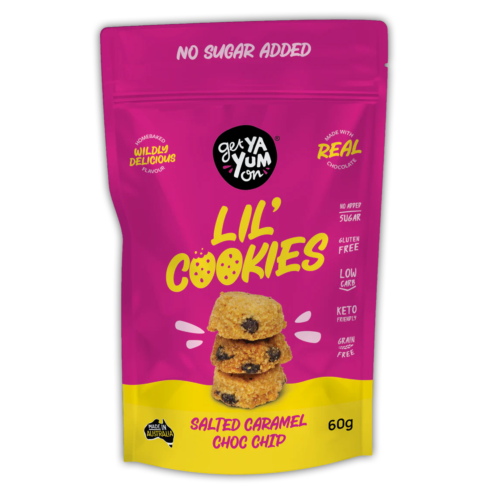 Gluten-Free No-Sugar-Added Salted Caramel Choc Chip Cookies from Australia (60g)