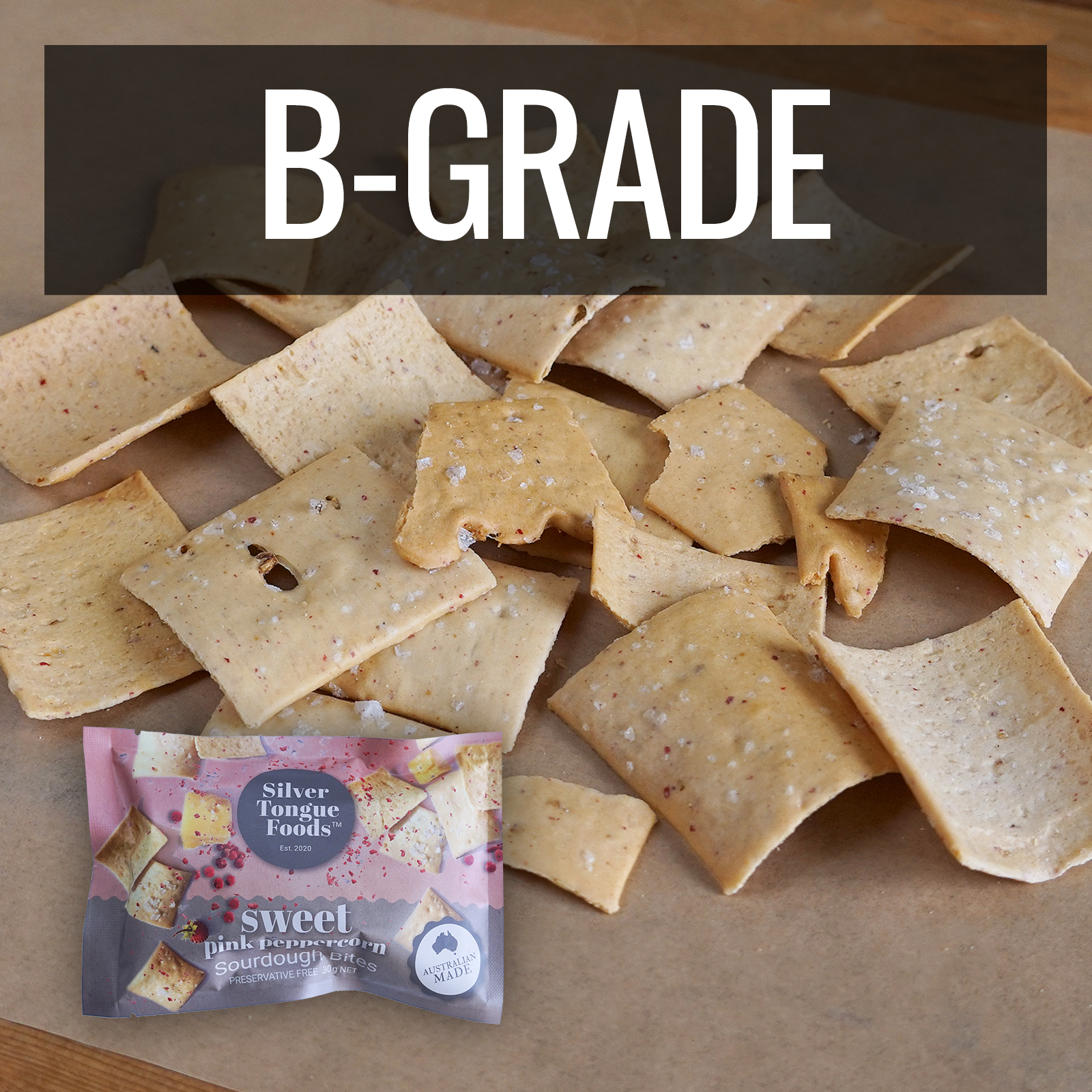 All-Natural Sweet Pink Peppercorn Sourdough Crackers from Australia B-Grade (30g) Best By: October 2nd, 2025
