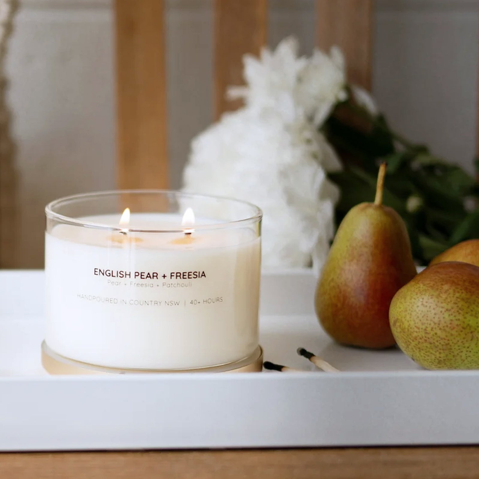 100% Natural Soy Wax "English Pear & Freesia" Candle from Australia (330g) - Horizon Farms