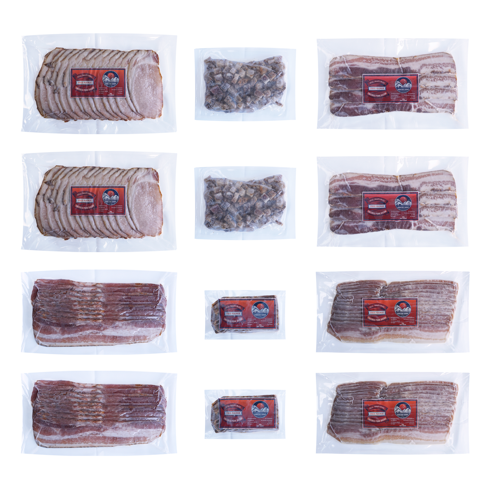 Curated Set of All-Natural Free-Range Bacon (6 Types, 12 Items, 2.4kg) - Horizon Farms