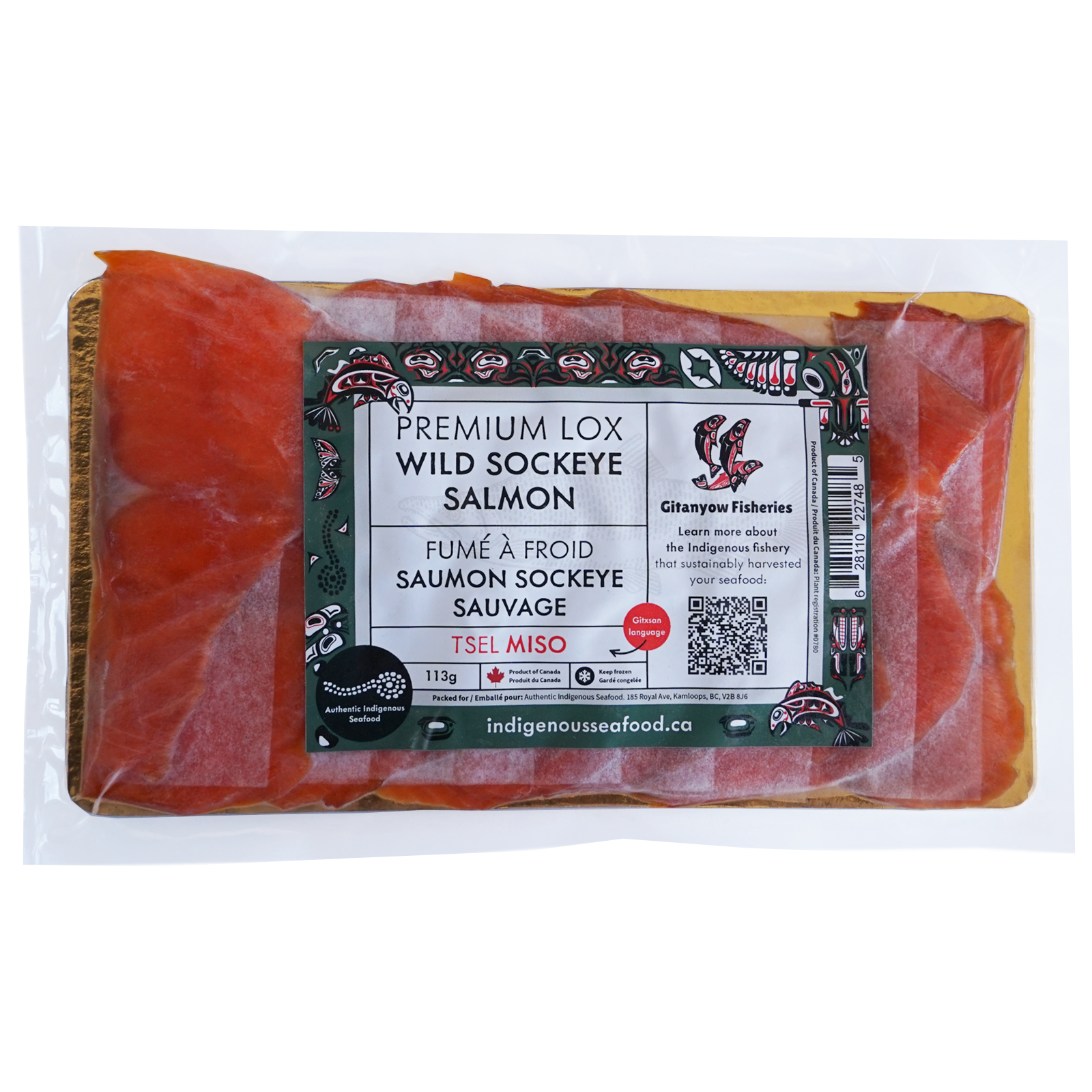 Wild-Caught Sugar-Free Cold-Smoked Sockeye Salmon Lox from Canada (113g)