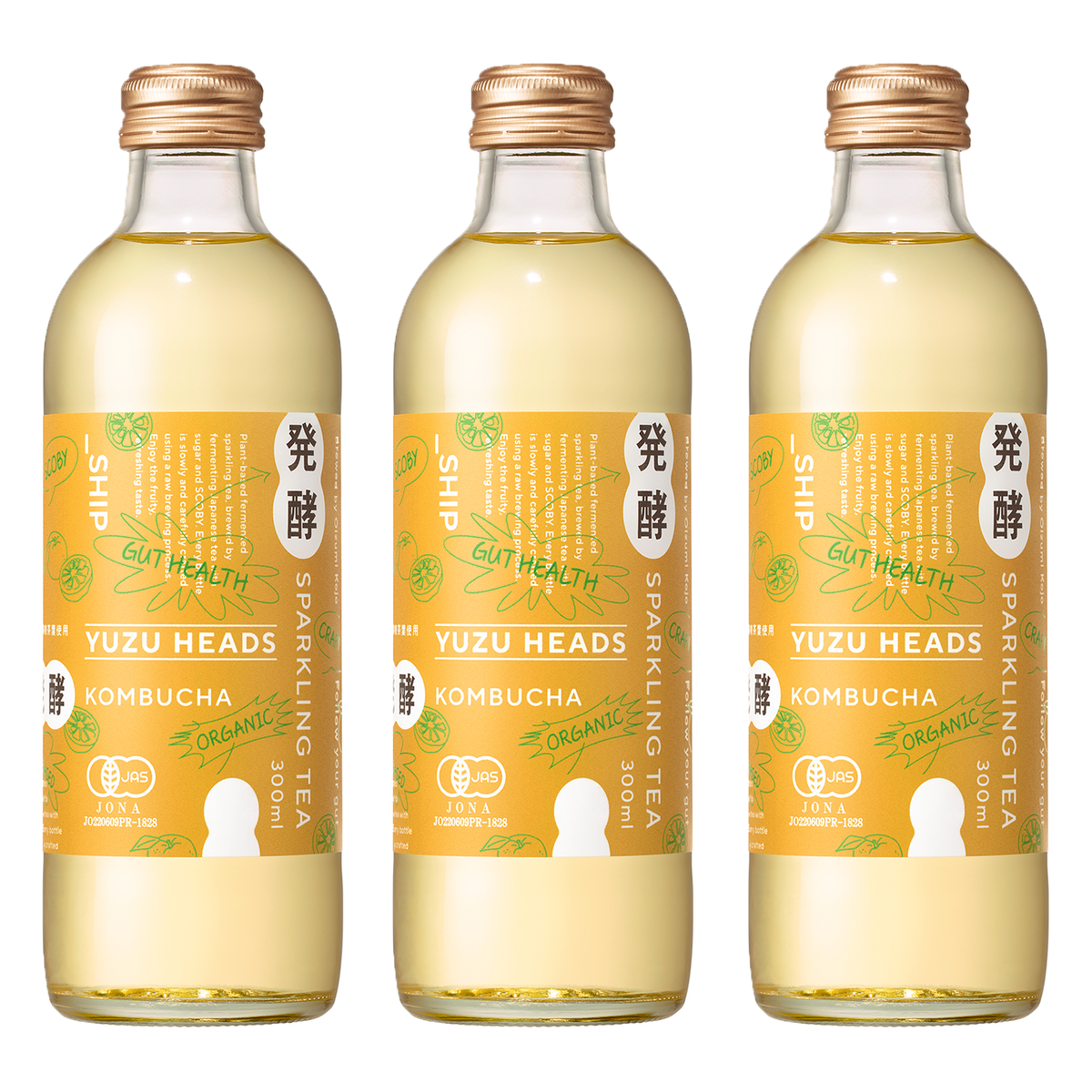 Certified Organic Unpasteurized Kombucha from Japan - Original, Yuzu & Shiso (300ml x 3)
