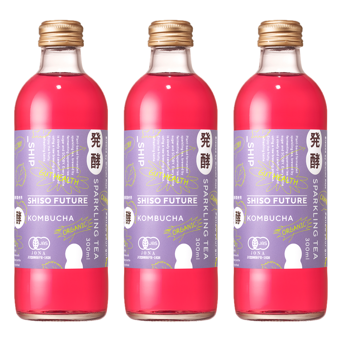 Certified Organic Unpasteurized Kombucha from Japan - Original, Yuzu & Shiso (300ml x 3)