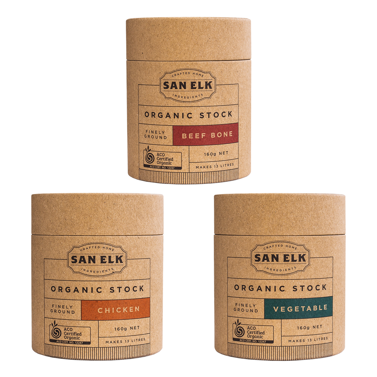 Certified Organic Stock Powder Variety Set from Australia (160g x 3)