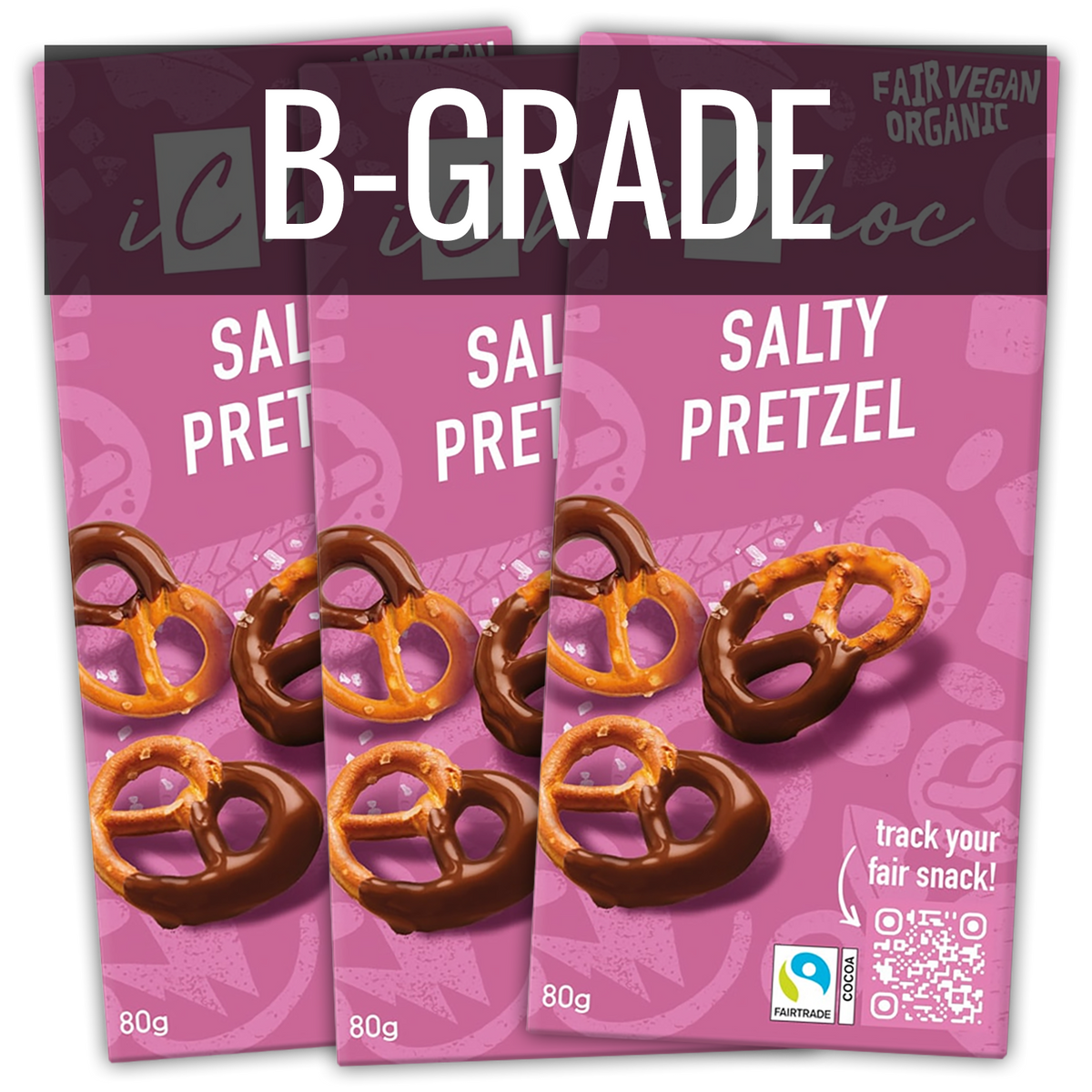 Certified Organic Dairy-Free Chocolate from Germany - Salty Pretzel B-Grade (240g) Best By: October 31st, 2026