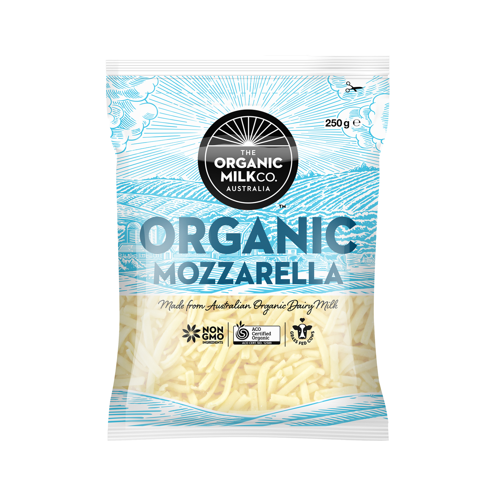 Certified Organic Grass-Fed Shredded Mozzarella Cheese (250g) - Horizon Farms