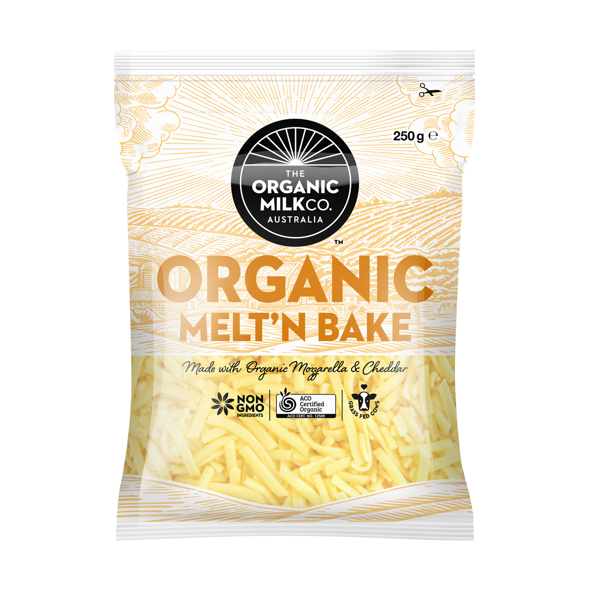 Certified Organic Grass-Fed Shredded Melt N Bake Cheese Mix (250g) - Horizon Farms