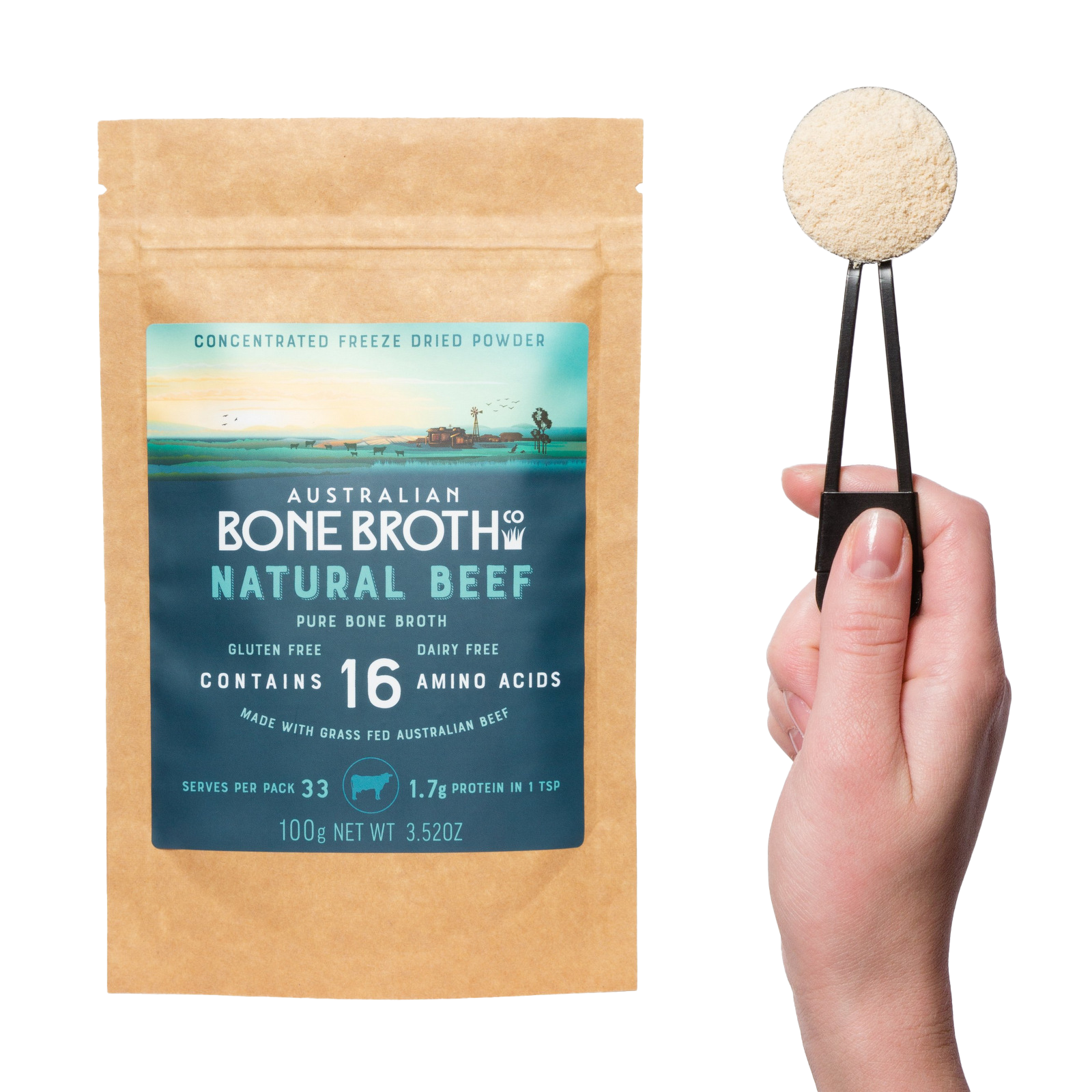 All-Natural Grass-Fed Beef Bone Broth Powder (100g/30 Servings) - Horizon Farms