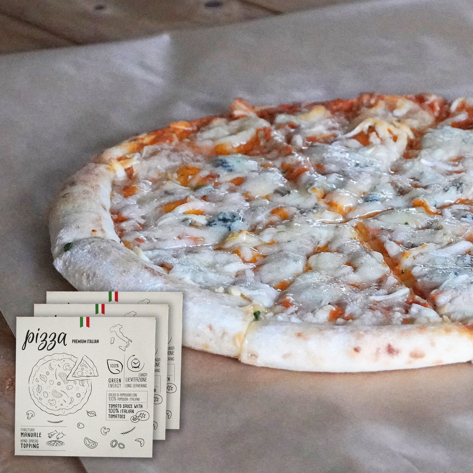 All-Natural Frozen Pizza Quattro Formaggi from Italy (25cm x 3) - Horizon Farms